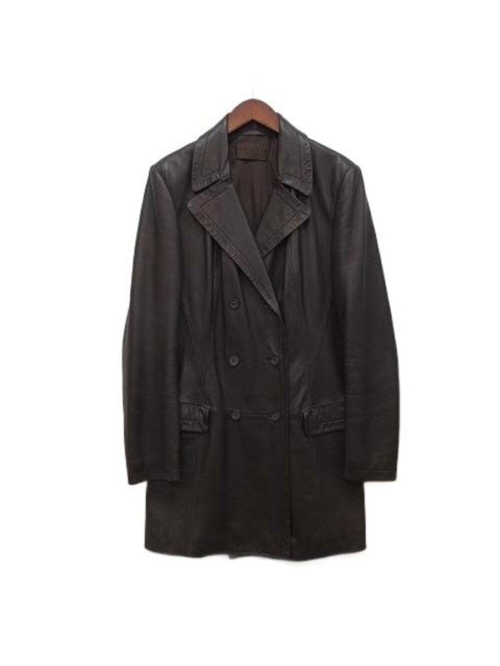 Loewe Nappa Leather Double Breasted Long Jacket Brown 40